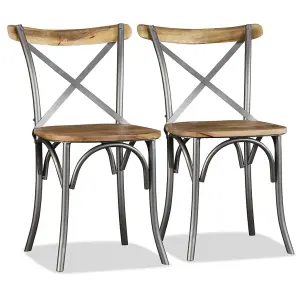 Berkfield Dining Chairs 6 pcs Solid Mango Wood and Steel Cross Back