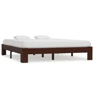 Berkfield Bed Frame Dark Brown Solid Pine Wood 180x200 cm 6FT Super King