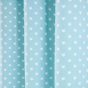 Homescapes Cotton Stars Blue Ready Made Eyelet Curtain Pair, 137 x 182 cm Drop