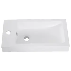 kleankin Bathroom Wash Basin Vanity With Ceramic Sink Base Cabinet Two Doors