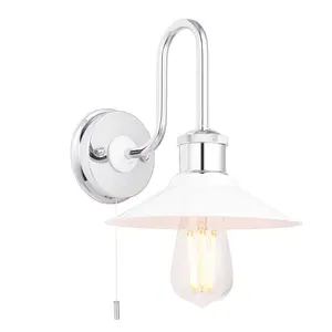 Luminosa Fiumicino Bathroom Metal Wall Lamp, Chrome Plate, Gloss White, IP44