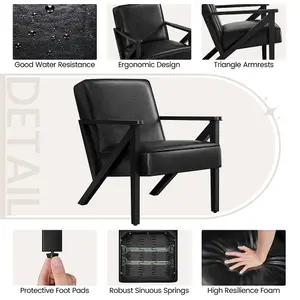 Yaheetech Black Extra-wide Faux Leather Armchair