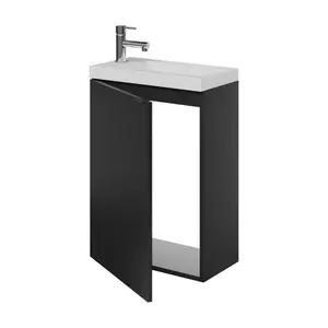 GoodHome Imandra Matt Black Single Wall-mounted Bathroom Cloakroom unit (H) 550mm (W) 440mm