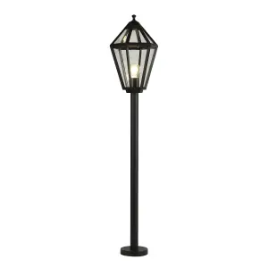 GoodHome Lantern Black Mains-powered 1 lamp Outdoor 6 faces Post light (H)1200mm