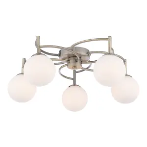 Rosa 5-Light Antique Brass Semi-Flush Ceiling Light