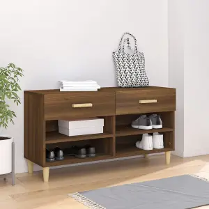 Berkfield Shoe Cabinet Brown Oak 102x35x55 cm Engineered Wood