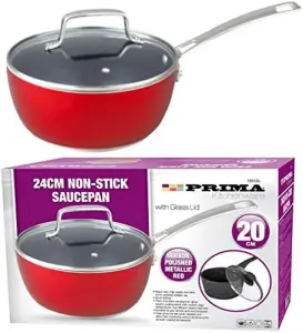 Non Stick Saucepan Cooking Pot Dish Glass Lid Stock Cookware Kitchen 20Cm