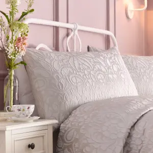 Worcester Woven Jacquard Silver Duvet Cover Set