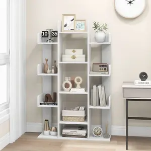 Costway Tree Bookshelf Display Cube Shelf Corner 13-Shelf Industrial Bookcase