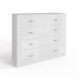 White Gloss 8 Drawer Chest Of Drawers 4+4 Bedroom Furniture