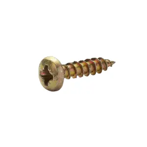 Diall PZ Pan head Yellow-passivated Steel Wood screw (Dia)3.5mm (L)16mm, Pack of 100