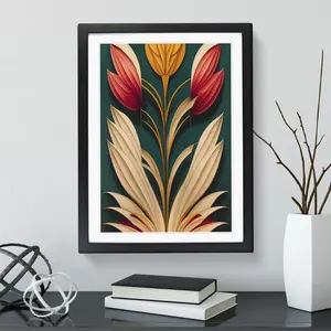 Flower No.1 - Single Picture Frame Print Black Framed / 64cm H x 46cm W x 2cm D