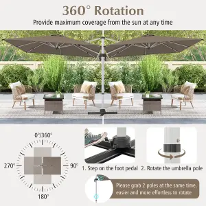 Costway 3M Outdoor Patio Umbrella Square Cantilever Parasol w/ 360 Rotation & Adjustable Tilt