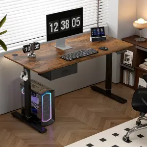 MCC Direct Height Adjustable Electric Desk Standing/Sitting Computer Desk with USB A Charger Point 120cm Brown