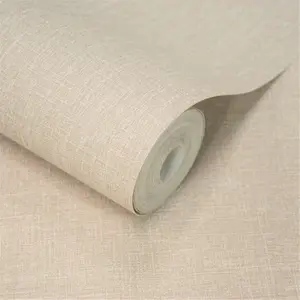 Grandeco Boutique Pure & Protect Cirrus Woven Linen Textured Antibacterial Wallpaper, Ecru