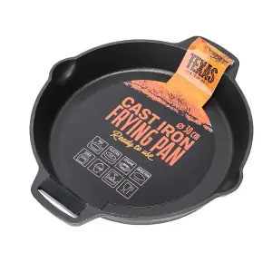 Texas Club 30 cm Cast Iron Skillet Pan with Short Handles