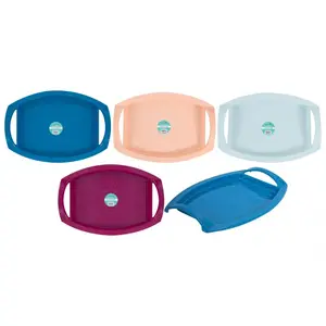 4 Plastic Serving Trays Dinner Lap Trays With Handles Mixed Coloured Craft Tray