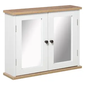 kleankin Bathroom Mirror Cabinet Wall Mounted Storage Cupboard W/ Double Door