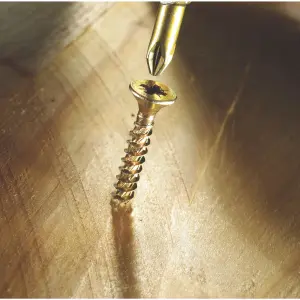 TurboGold PZ Double-countersunk Yellow-passivated Carbon steel Screw (Dia)5mm (L)60mm, Pack of 100