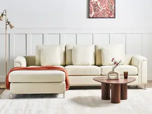 Right-Hand Corner Sofa OSLO Beige Fabric Right Hand