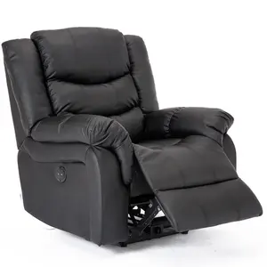 Seattle Electric Automatic Recliner Armchair Sofa Home Lounge Bonded Leather Chair (Black)