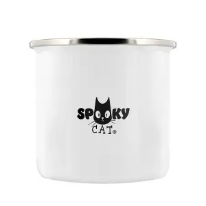 Spooky Cat Wiccan Botany Enamel Mug White/Black/Grey (One Size)