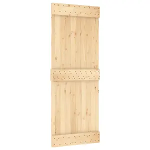 Berkfield Sliding Door with Hardware Set 80x210 cm Solid Wood Pine