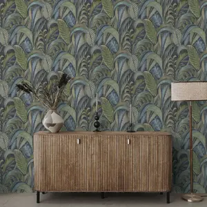 Khalili Wallpaper Raffia Navy Holden 65941