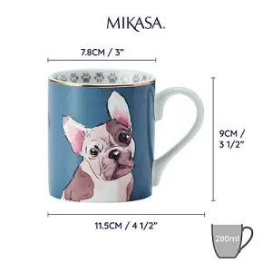 Mikasa French Bulldog 280ml Straight-Sided Mug