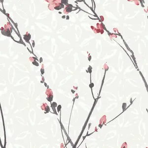 GoodHome Teff Pink Floral Textured Wallpaper Sample