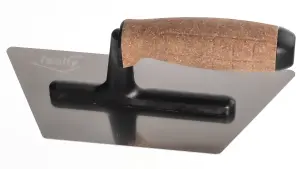 Toolty Trapezoidal Trowel with Cork Handle on Polyamide Foot 240mm Stainless Steel for Finishing Plastering Smoothing DIY