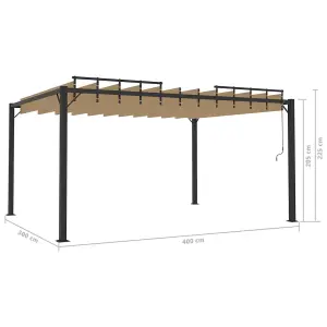 vidaXL Gazebo with Louvered Roof 3x4 m Taupe Fabric and Aluminium