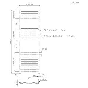 Right Radiators Prefilled Electric Curved Heated Towel Rail Bathroom Ladder Warmer Rads - Chrome 1200x400 mm