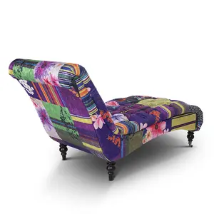 Chaise Lounge in Multicolour Patchwork Chesterfield