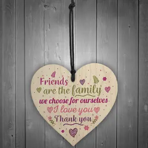 Red Ocean Handmade Friendship Plaque Best Friend Sign Chic Wooden Hanging Heart Thank You Birthday Card Gift For Her