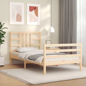 Berkfield Bed Frame with Headboard 90x200 cm Solid Wood