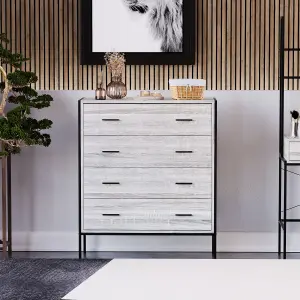 Vida Designs Brooklyn Grey 4 Drawer Chest (H)990mm (W)830mm (D)400mm