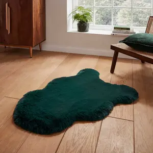 Super Teddy Sheepskin  Jewel Green Plain Shaggy Rug by Think Rugs-60cm X 180cm (Double)