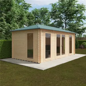 20ft x 10ft (5950mm x 2982mm) Horsforth "The Brooklyn" 44mm Log Cabin With 4 Opening Windows