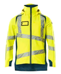 Mascot Accelerate Safe Lightweight Lined Outer Shell Jacket (Hi-Vis Yellow/Dark Petroleum)  (X Large)