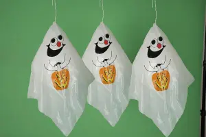 3Pcs Halloween White Ghost Hanging Spook Indoor/Outdoor Horror Theme Party Decor