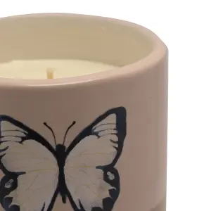 Country Living Citronella Candle in Footed Ceramic Vessel - Butterfly