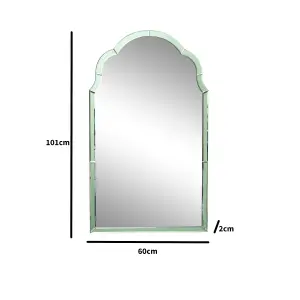 Melody Maison Arched Green Glass Art Deco Wall Mirror 60cm x 101cm