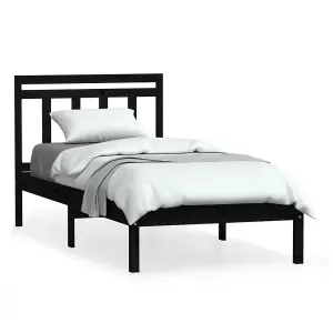 Berkfield Bed Frame Black Solid Wood Pine 100x200 cm