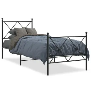 Berkfield Metal Bed Frame without Mattress with Footboard Black 75x190cm