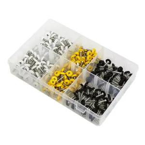 Sealey Numberplate Screw Assorted 195 Pieces 4.8mm x 18mm Plastic Enclosed Head