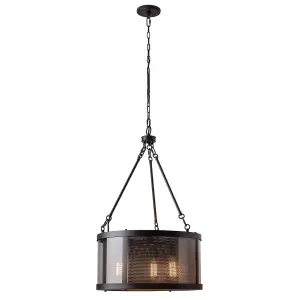 Luminosa Bluffton 3 Light Ceiling Pendant Bronze, E27