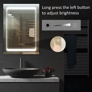 kleankin LED Lighted Bathroom Mirror Cabinet W/ LED Lights Shelves Wall-mounted