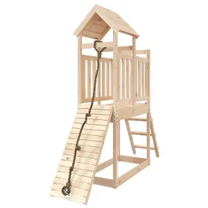 Berkfield Playhouse with Climbing Wall Solid Wood Pine