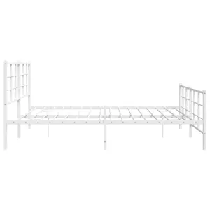 Berkfield Metal Bed Frame without Mattress with Footboard White 193x203cm